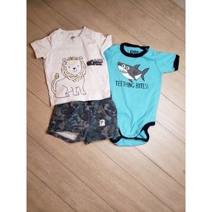 Boy Clothes Size 18 months Shorts Shirt and Onesy